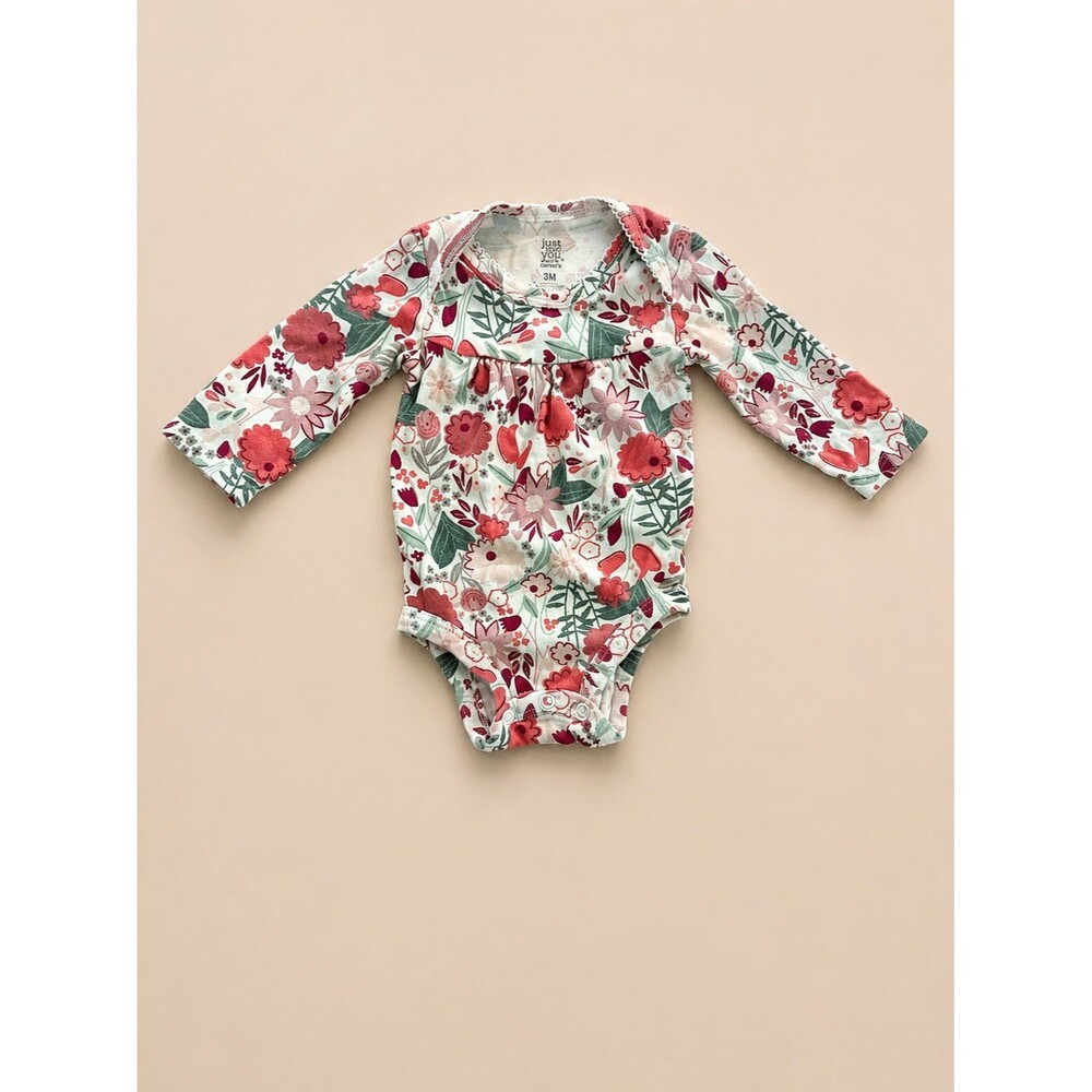 Just One You by Carter’s Floral Long Sleeve Bodysuit 3M Baby Girl Pink Green